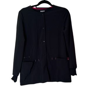 Scrubstar Black Long Sleeve Button Up Scrub Top Size XS